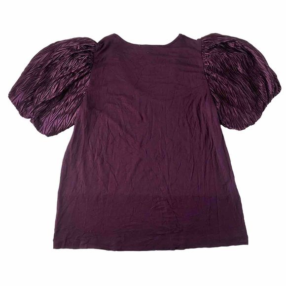 Women's DR 2 Purple Short Puffed Sleeve Pullover Blouse Size Small - Picture 2 of 9